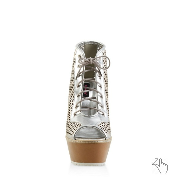 Gold Peep Toe Booties - Picture 5 of 6